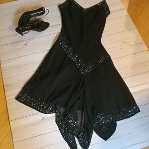 J Kara beaded tea length dress Black P6